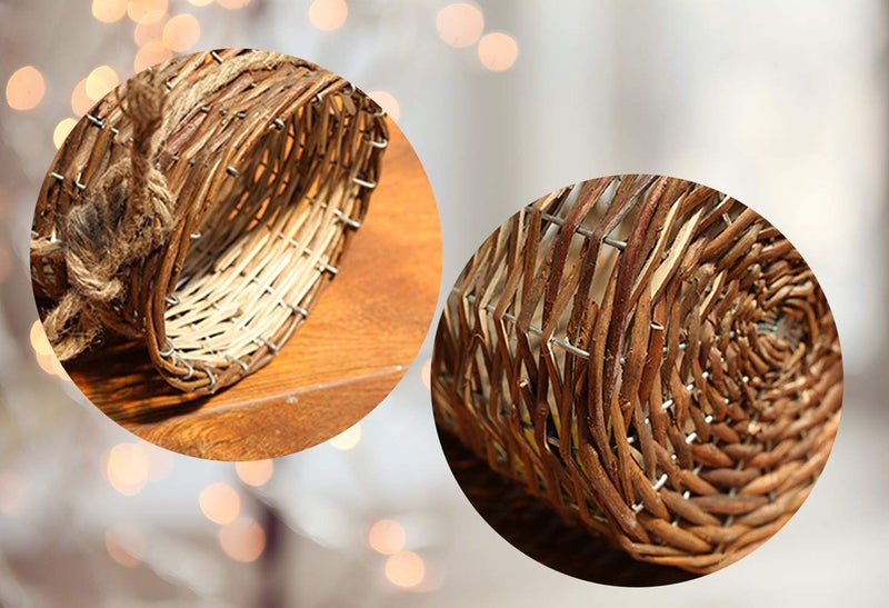 POPGRAT Wicker Vase for Decor, 12'' Wood Basket Vases Brown Rustic Farmhouse Country Style Flower Holder for Living Room Pampas Grass, Dried Branches, Table Centerpieces - Image 4